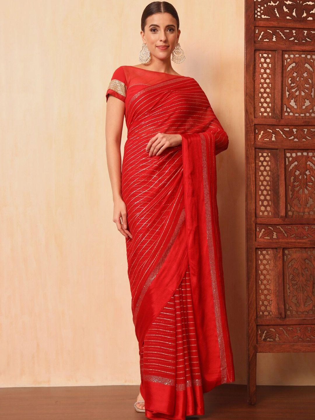 chhabra 555 striped zari leheriya saree