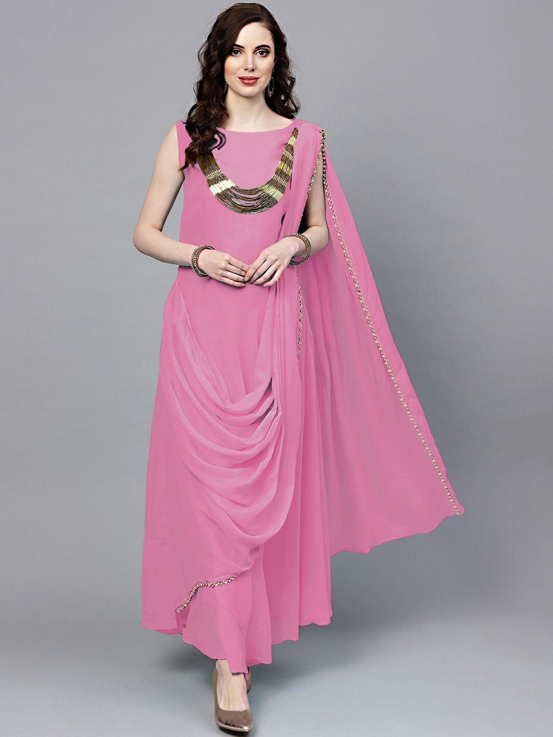 chhabra 555 women pink embellished maxi dress