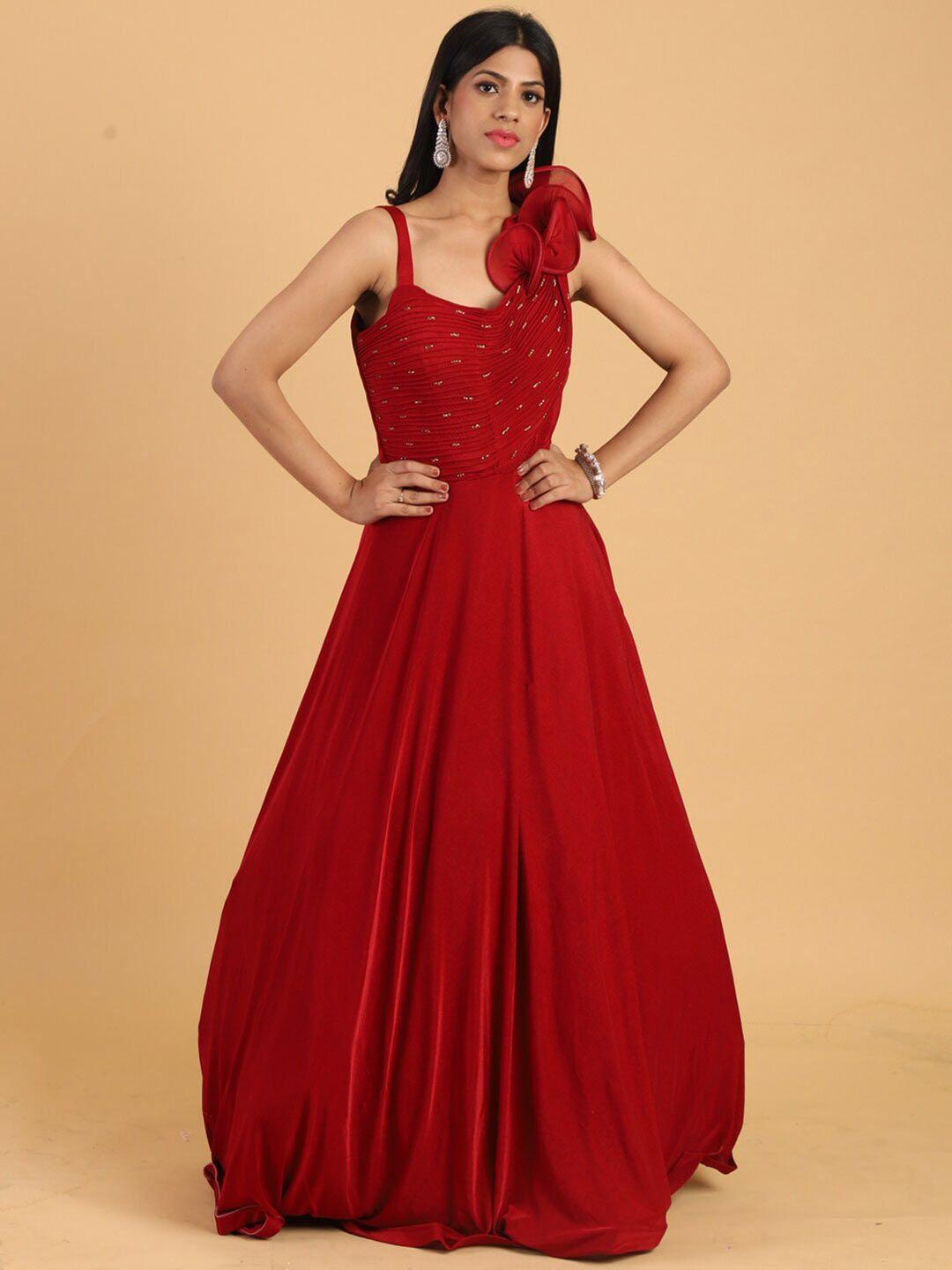 chhabra 555 women red net maxi dress
