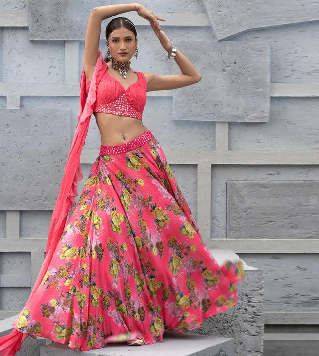 chhavvi aggarwal raspberry printed lehenga set