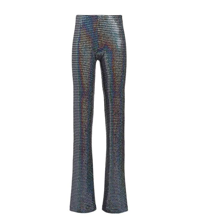 chiara ferragni black 134 mirror party shimmer slim fit trousers