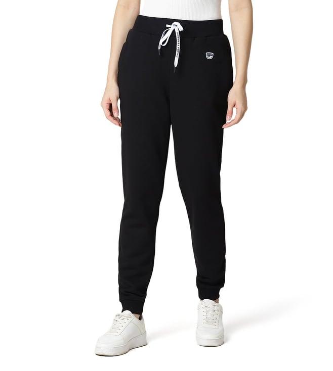 chiara ferragni black logo classic regular fit joggers