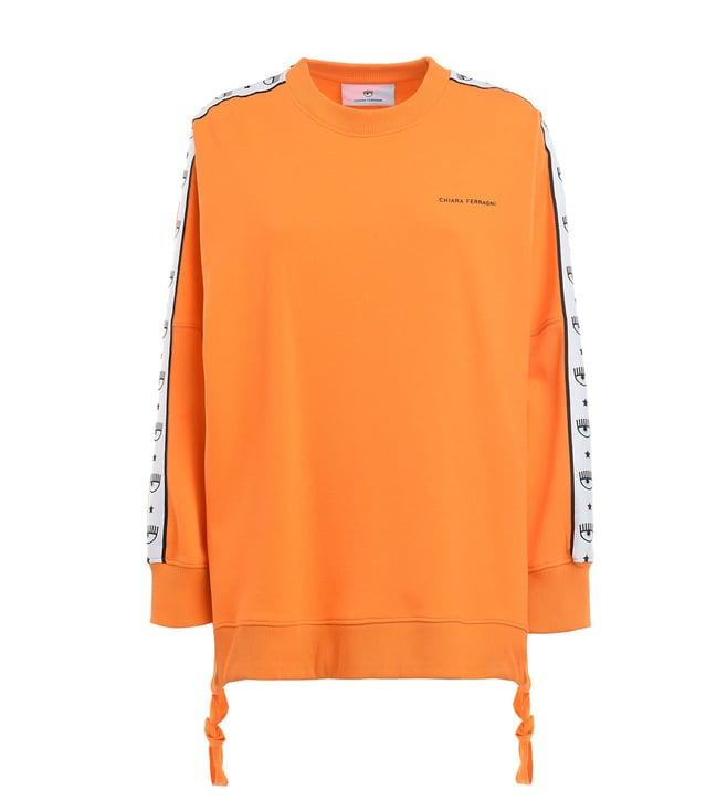 chiara ferragni orange 312 logo tape relaxed fit sweatshirt