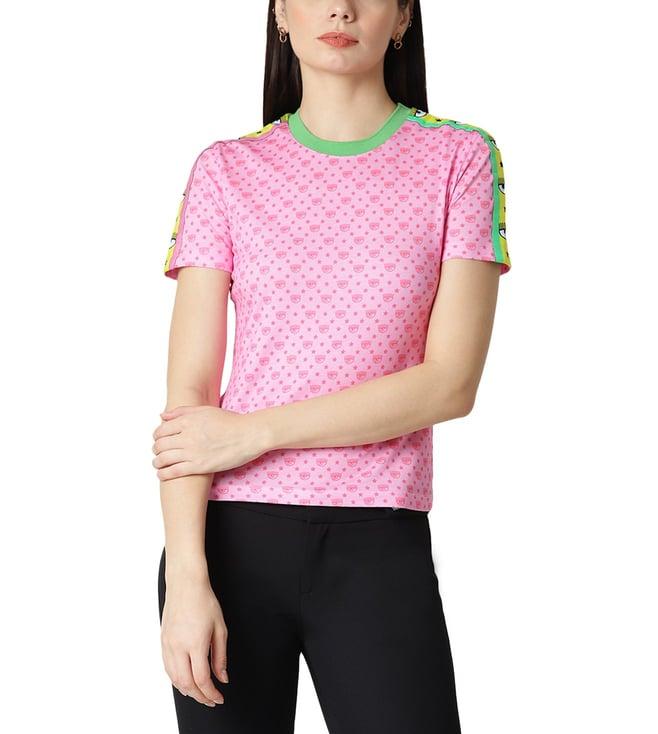 chiara ferragni sachet pink funky logo slim fit t-shirt