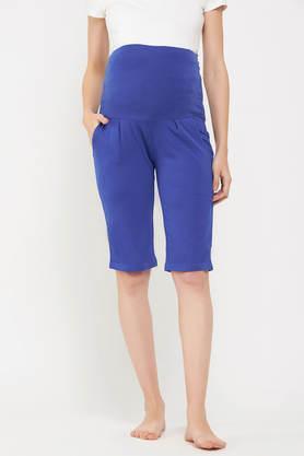 chic basic maternity shorts in navy - cotton - blue