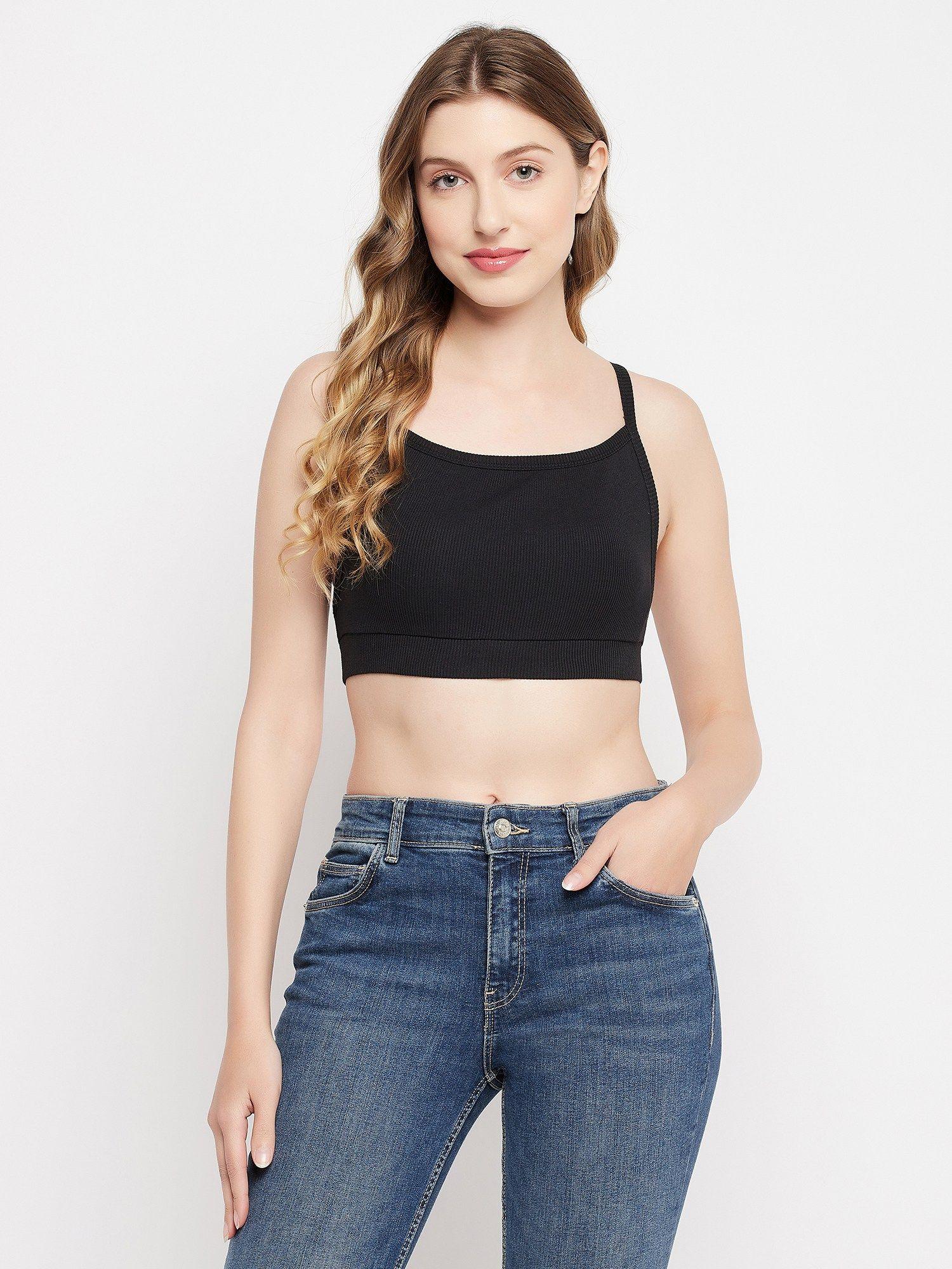 chic basic ribbed cami crop top in black-cotton