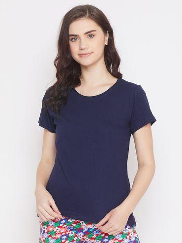 chic basic t-shirt in navy cotton rich blue