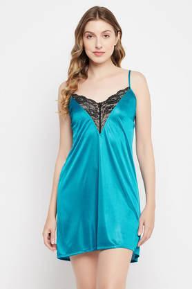 chic basic babydoll in teal blue - satin - teal