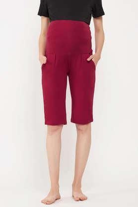 chic basic maternity shorts in maroon - cotton - maroon