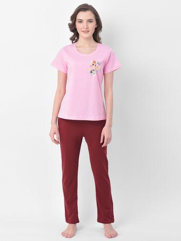 chic basic pyjama & printed top - pink