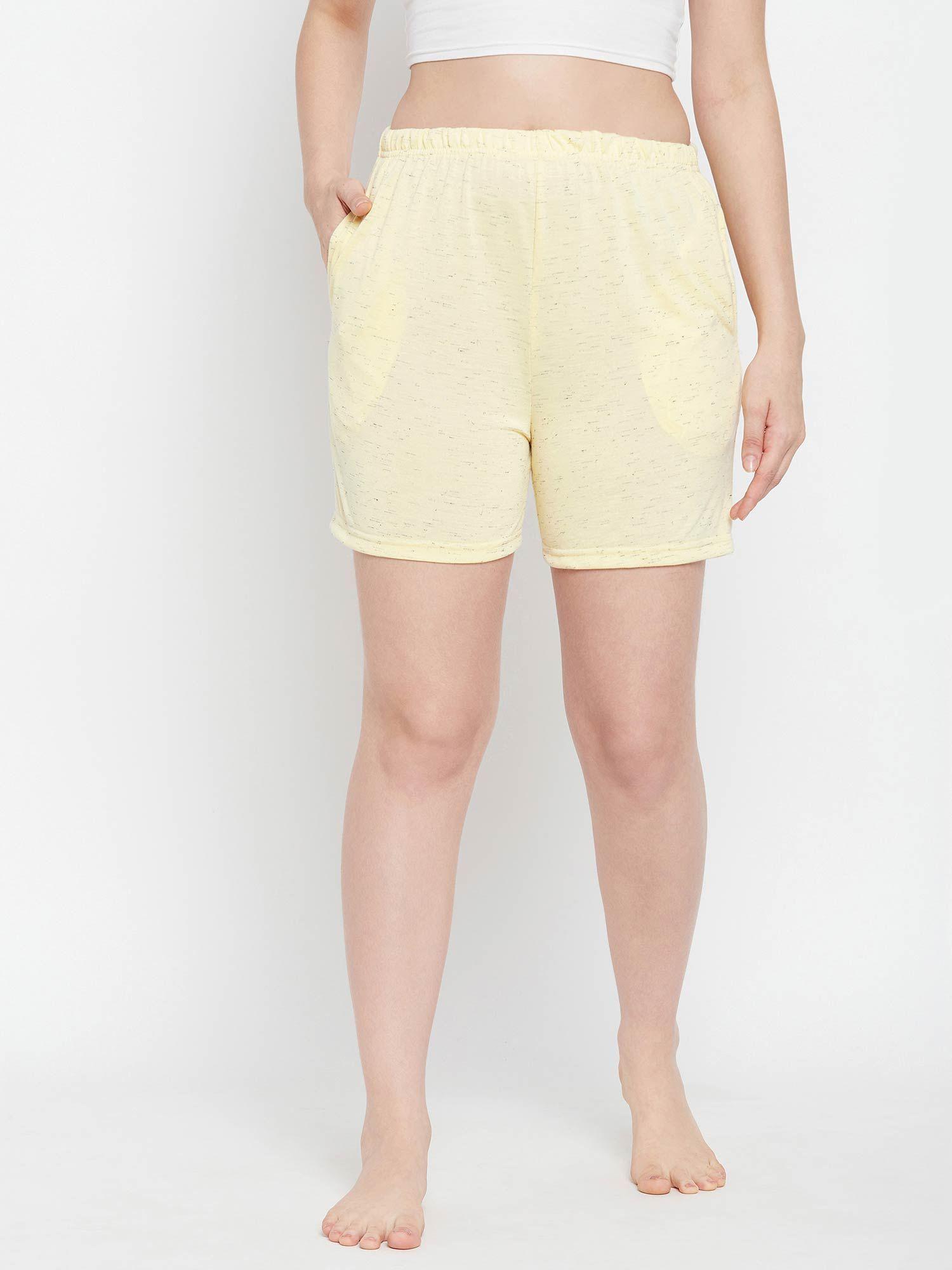 chic basic shorts in yellow melange-cotton