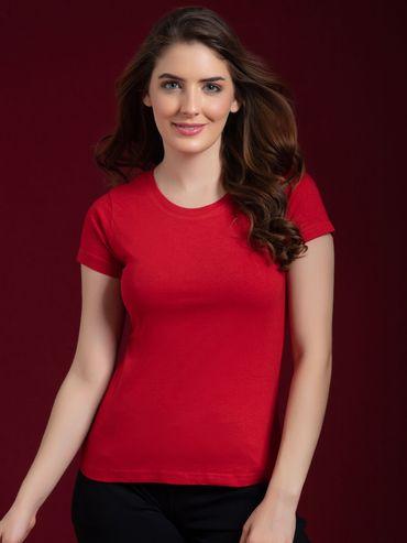 chic basic sleep t-shirt in red cotton rich