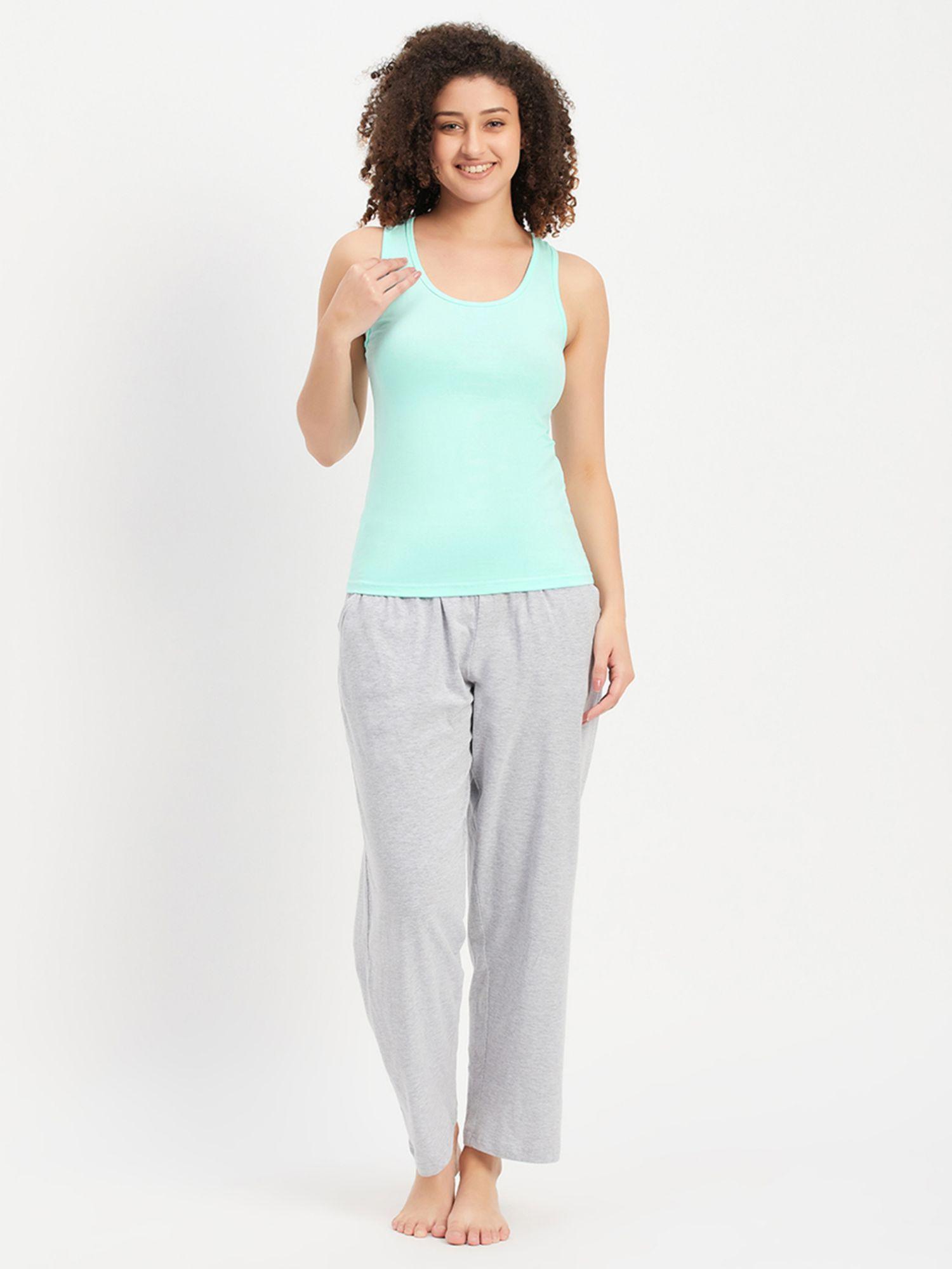 chic basic tank top & pyjama with elastic waistband (set of 2)