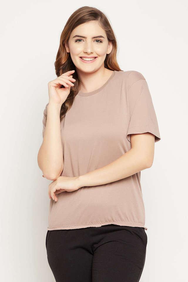 chic basic top in beige - cotton