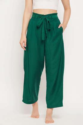 chic basic wide leg pants in forest green - rayon - green