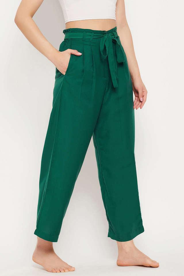 chic basic wide leg pants in forest green - rayon