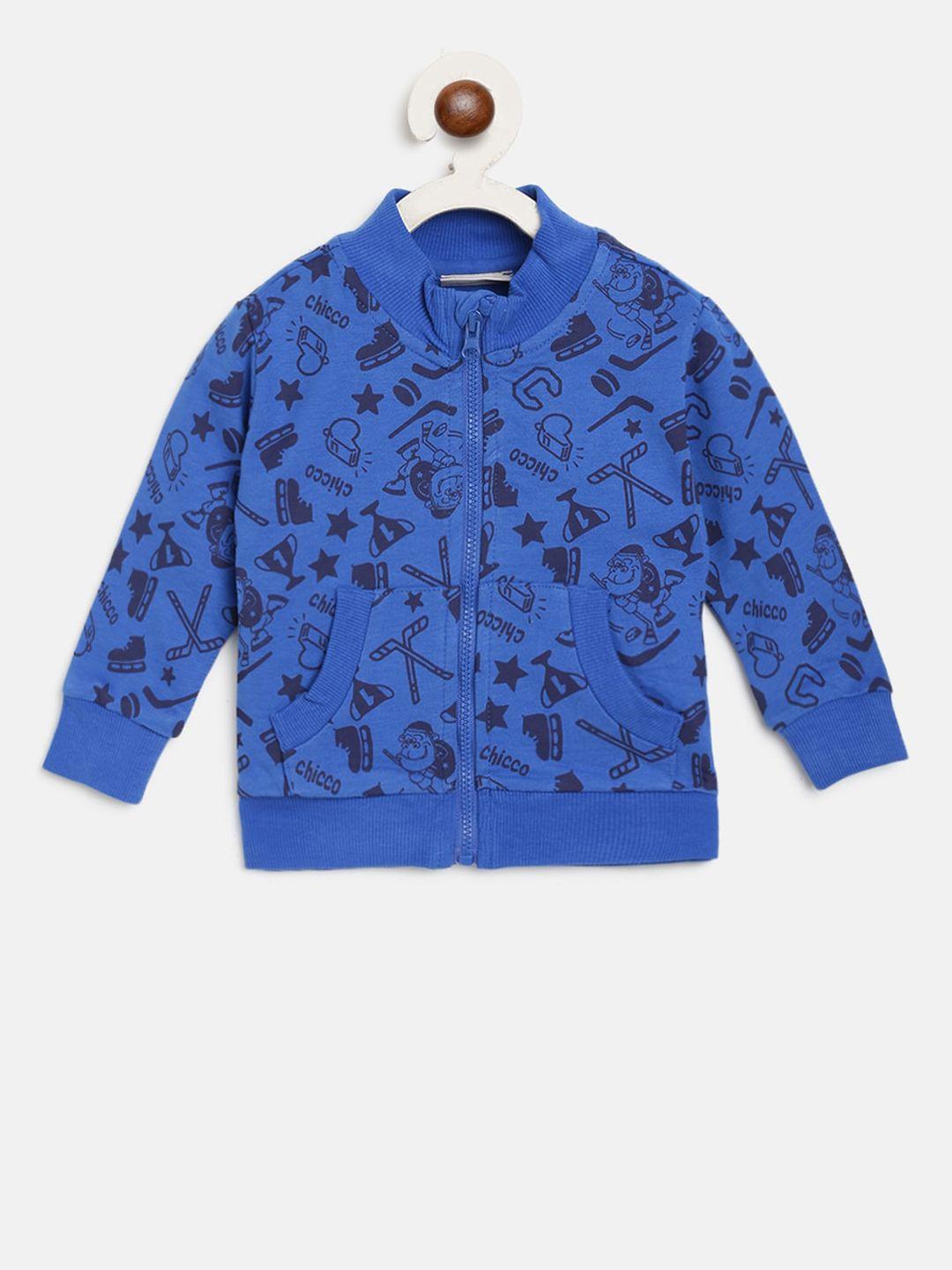 chicco boys blue printed cardigan sweater