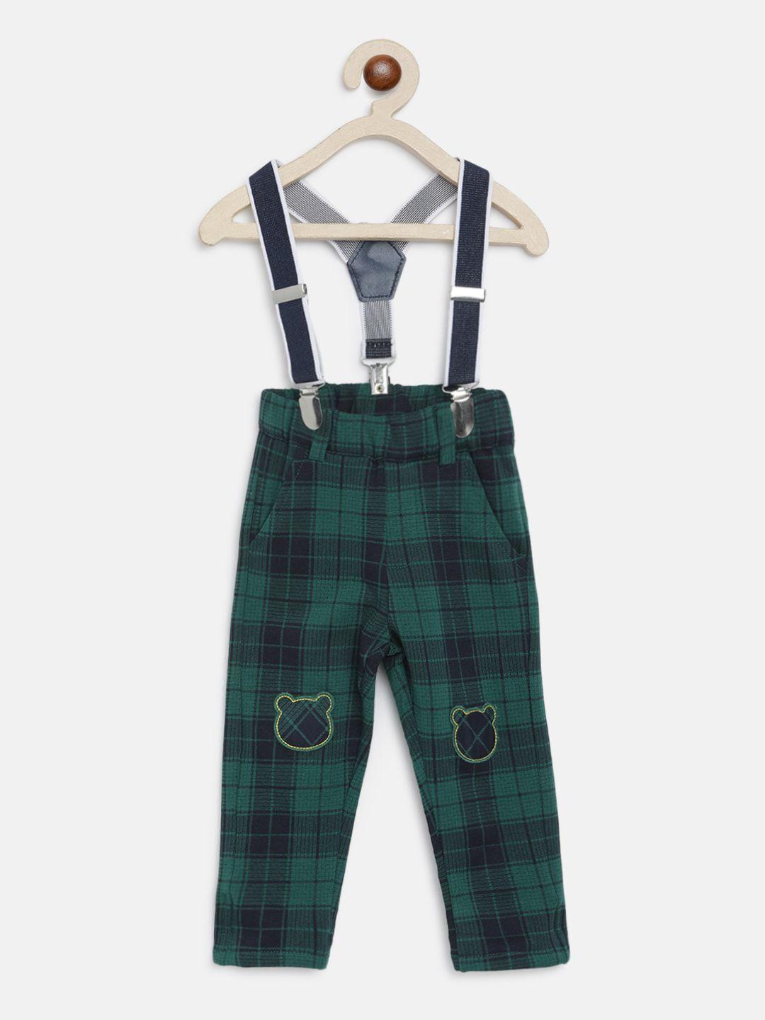 chicco boys green checked classic cargos trousers
