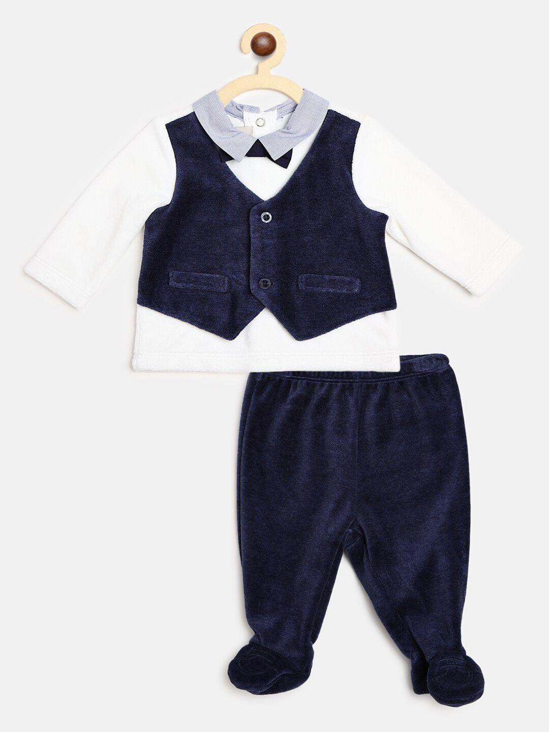 chicco boys navy blue & white clothing set