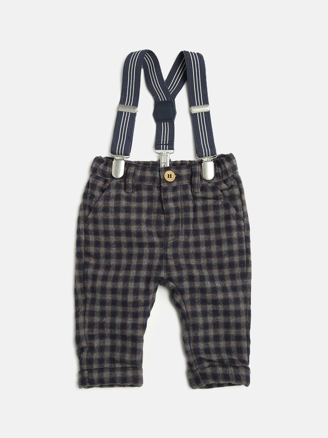 chicco boys navy blue checked trousers