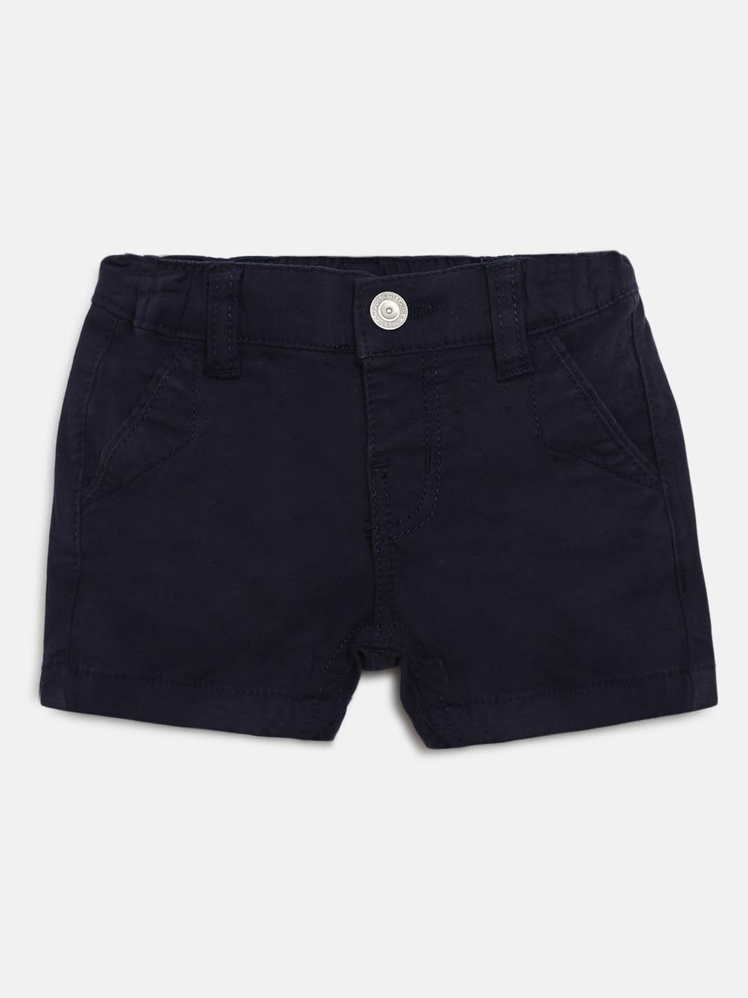 chicco boys navy blue solid regular fit regular shorts