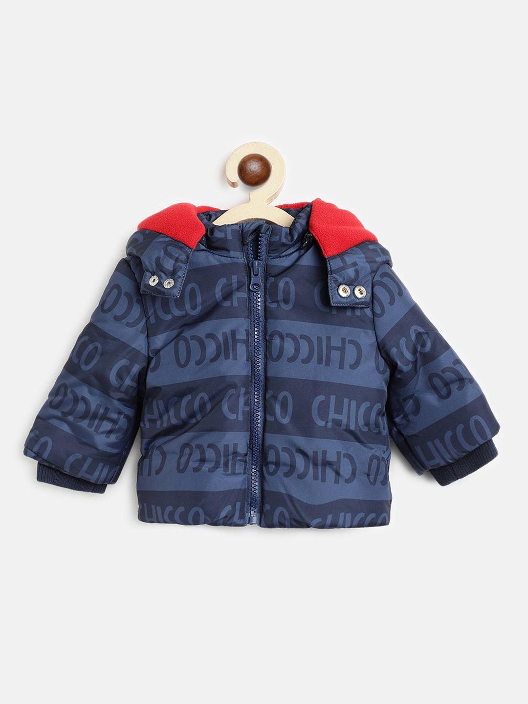 chicco boys navy blue typography insulator padded jacket