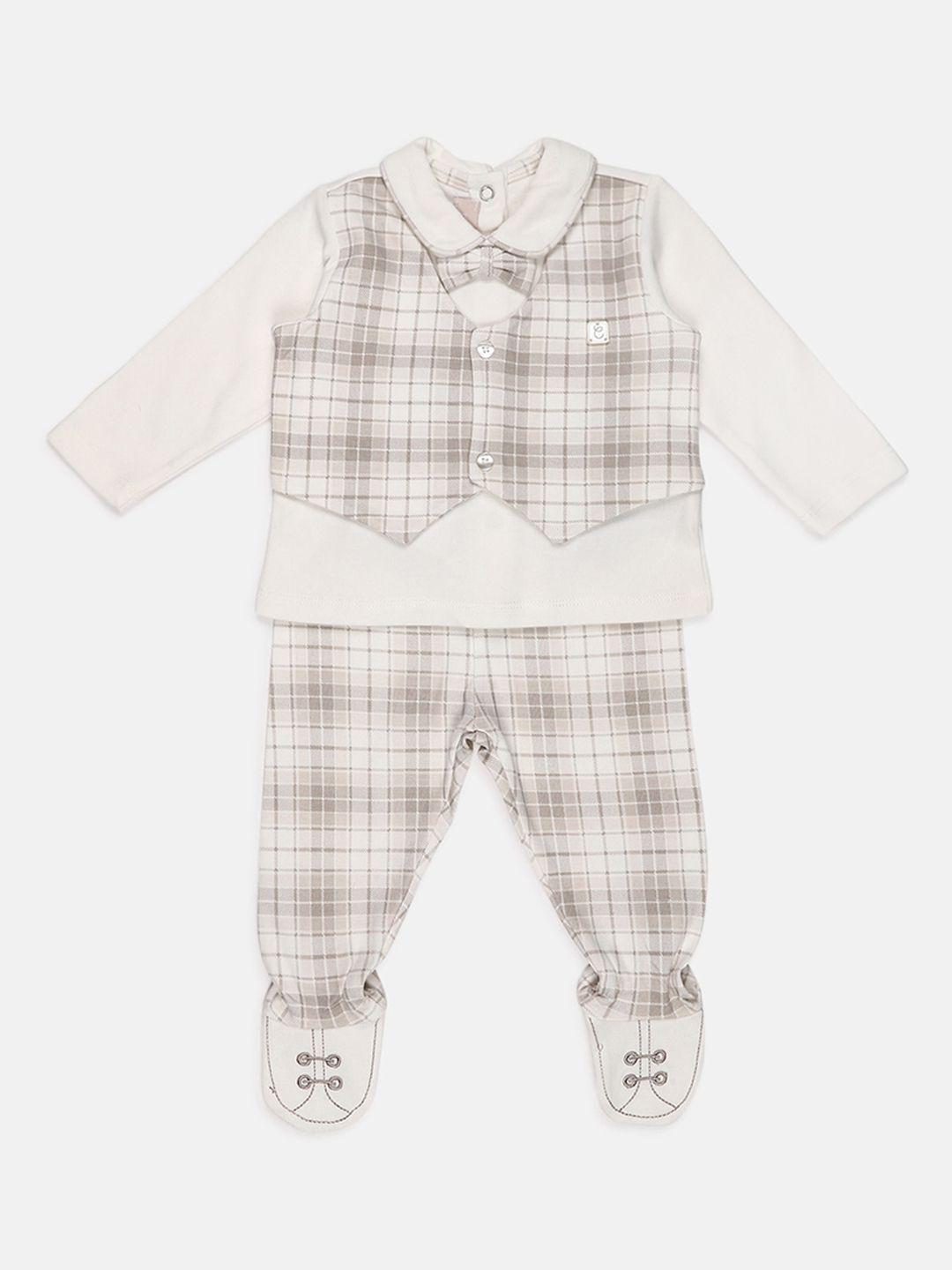 chicco-boys-white-&-brown-solid-top-with-trousers