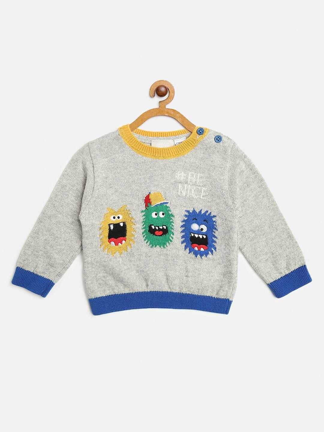 chicco infant boys grey & blue sustainable pullover