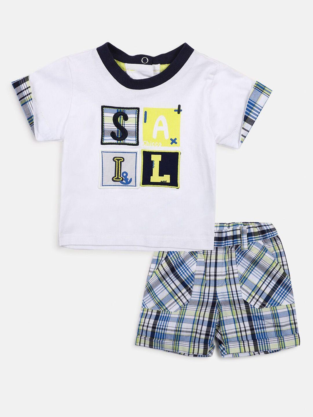 chicco infant boys printed pure cotton t-shirt with shorts