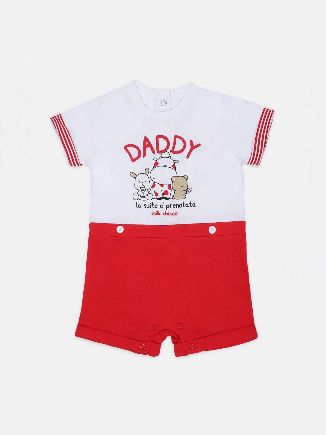 chicco infant boys white & red printed rompers
