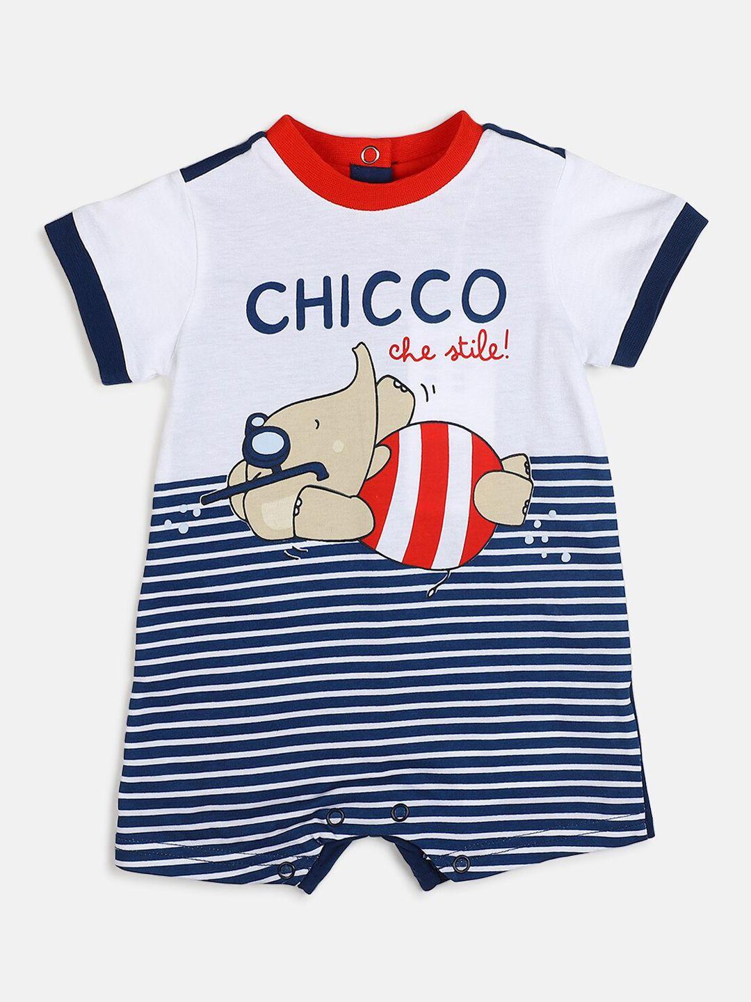chicco infants boys striped & printed pure cotton romper
