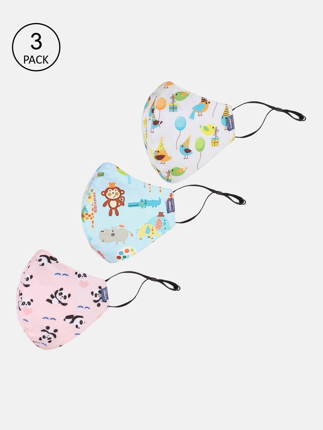 chicco kids 6-ply set of 3 printed reusable outdoor face masks
