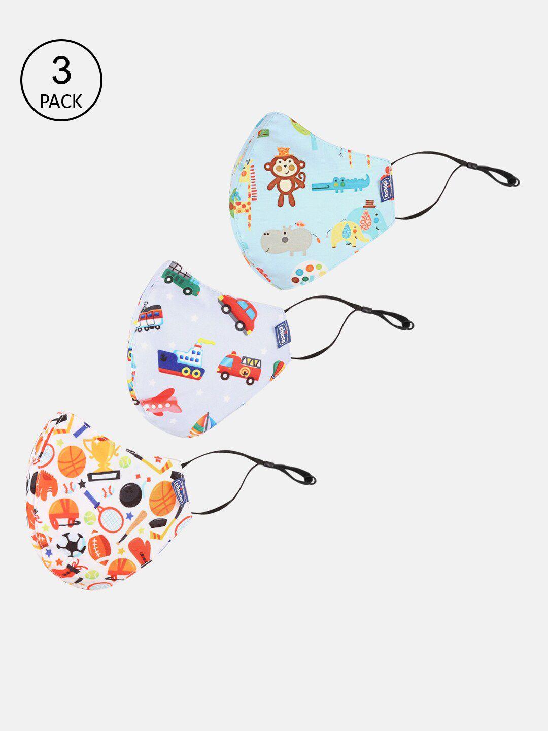 chicco unisex kids pack of 3 printed 6-ply reusable protective outdoor masks