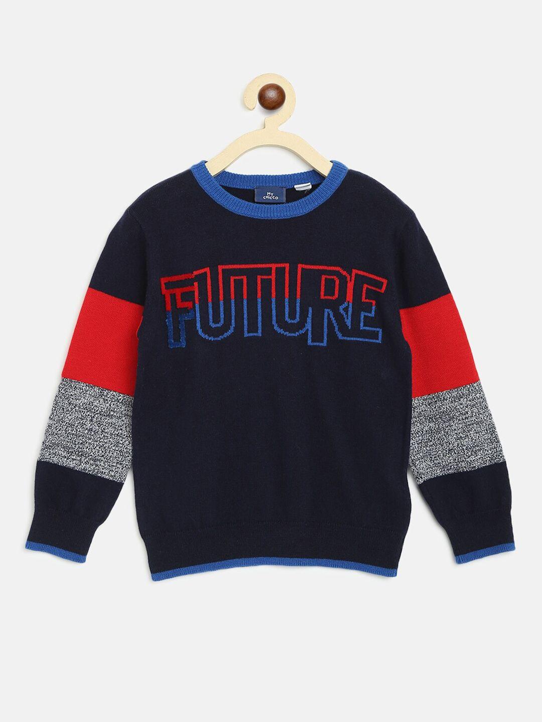 chicco boys black & red typography printed pullover