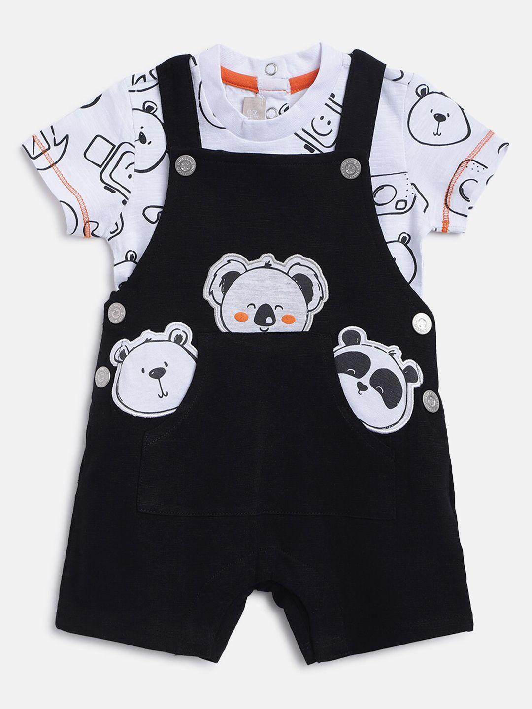 chicco boys black & white printed t-shirt with dungarees