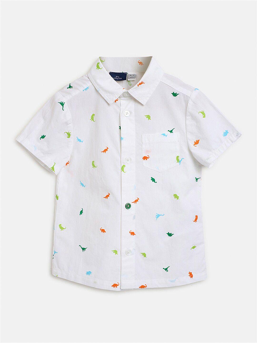 chicco boys conversational printed short sleeves cotton relaxed casual shirt