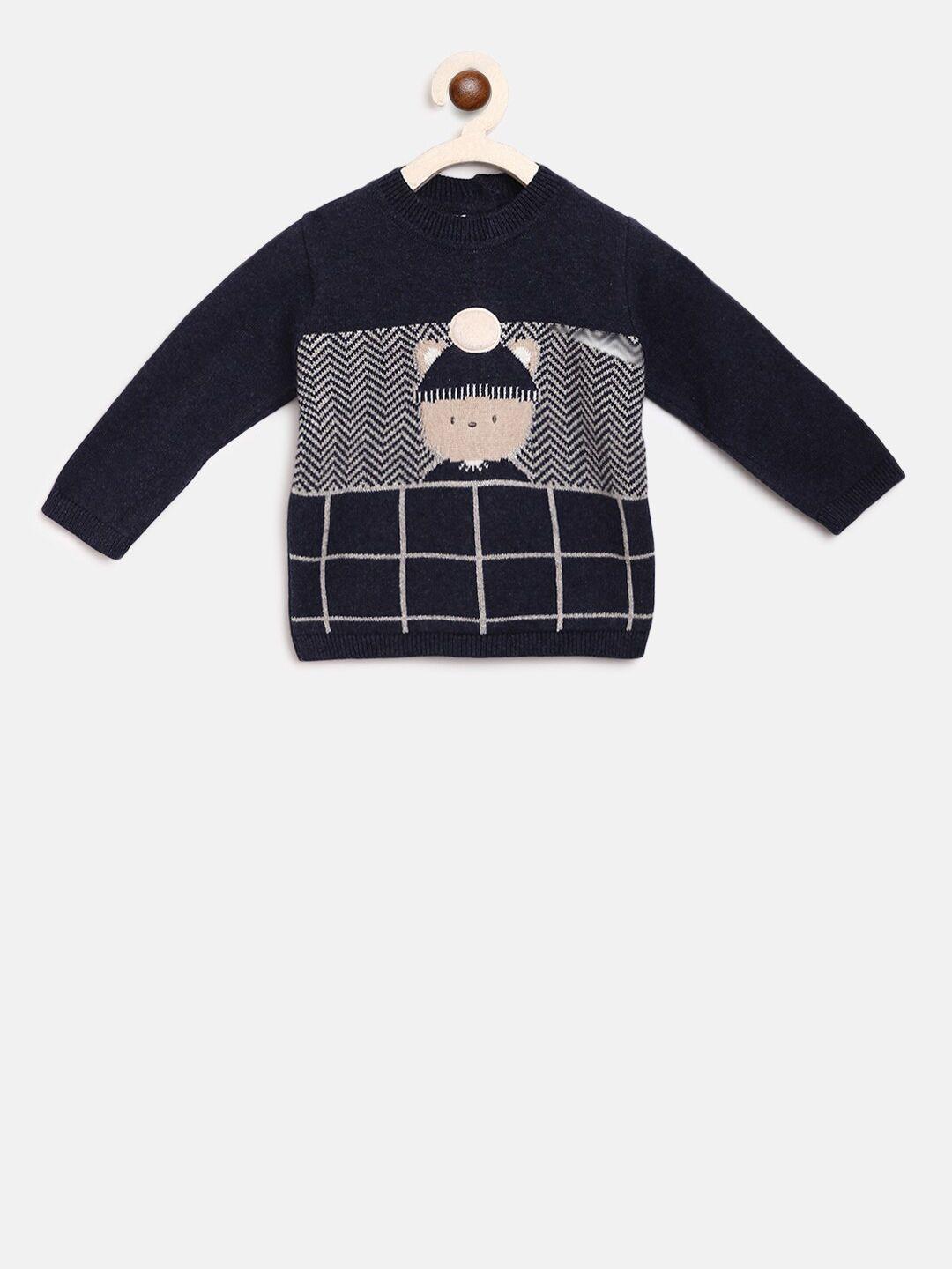 chicco boys navy blue checked pullover sweater