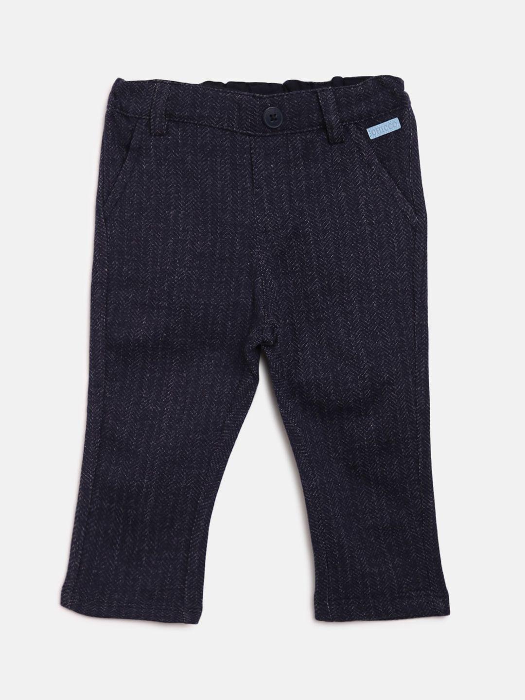 chicco boys navy blue regular fit self design regular trousers