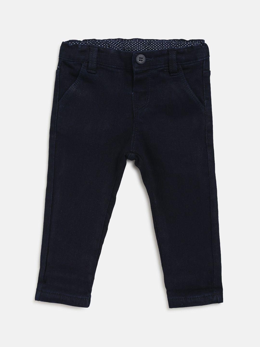 chicco boys navy blue regular fit solid regular trousers