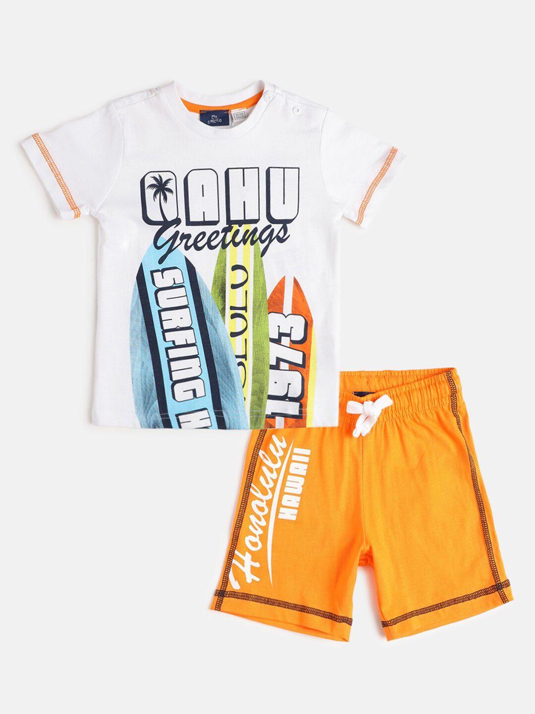 chicco boys printed pure cotton t-shirt with shorts set
