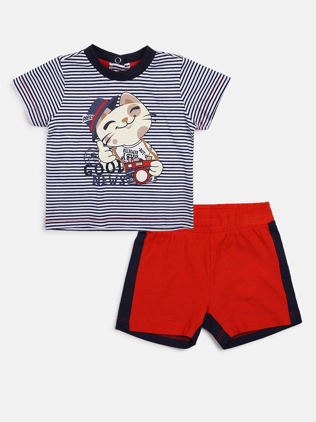 chicco boys striped pure cotton t-shirt with shorts