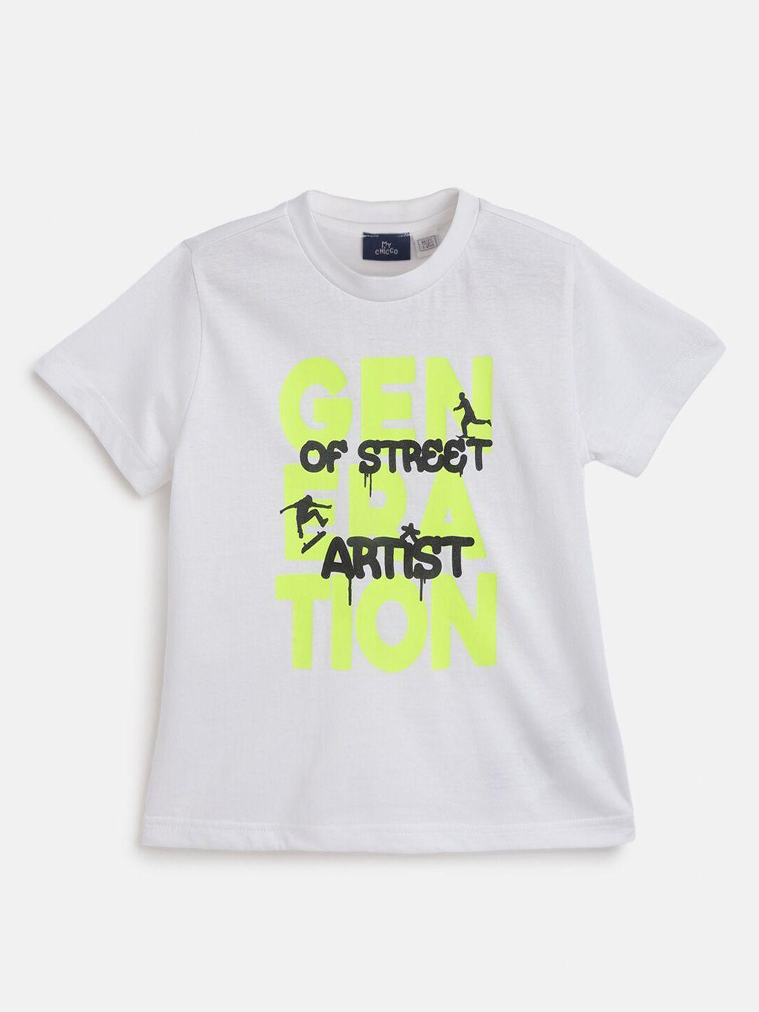 chicco boys typography printed cotton t-shirt