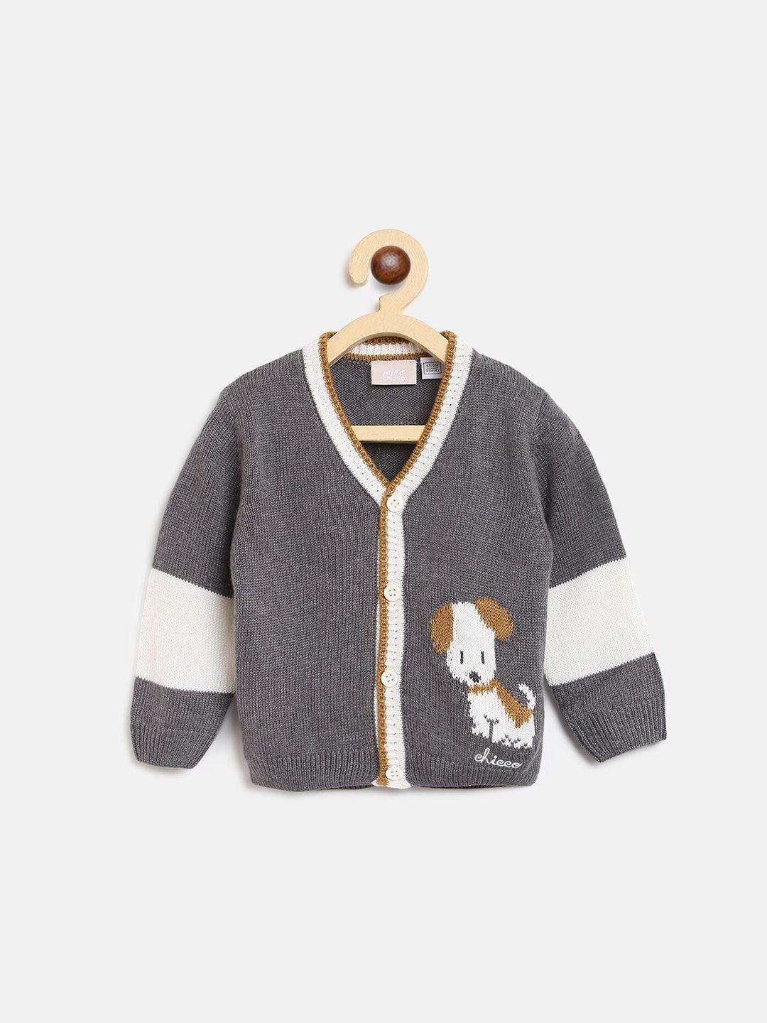 chicco infant boys grey & white cardigan