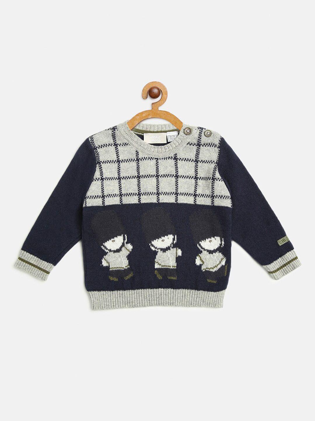chicco infant boys navy blue & white sustainable pullover