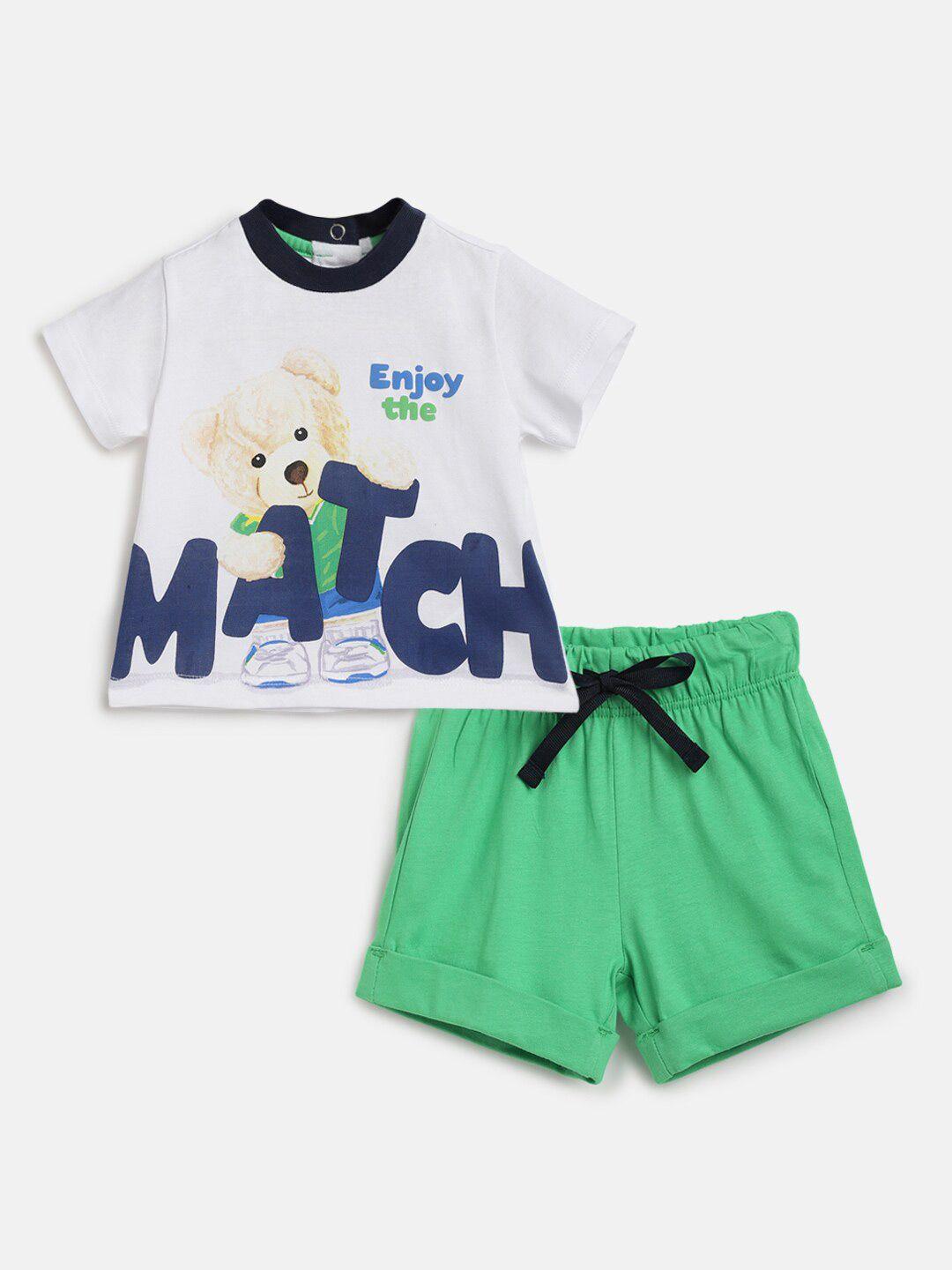 chicco infant boys printed pure cotton t-shirt with shorts