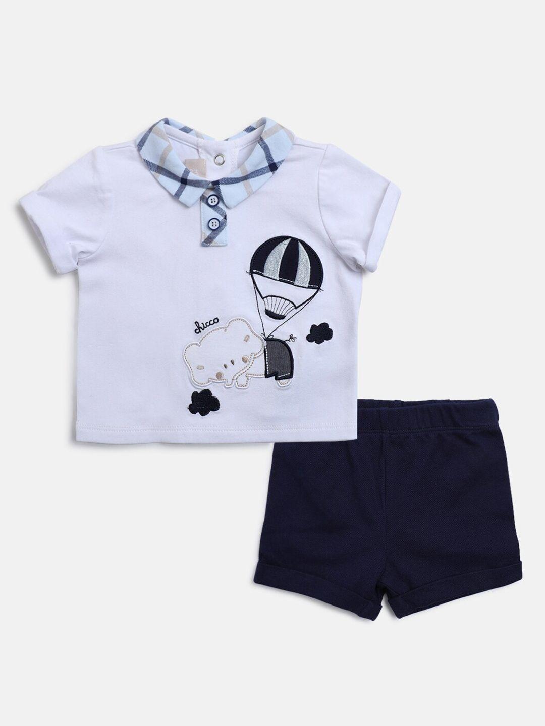 chicco infant boys self design polo collar t-shirt with shorts