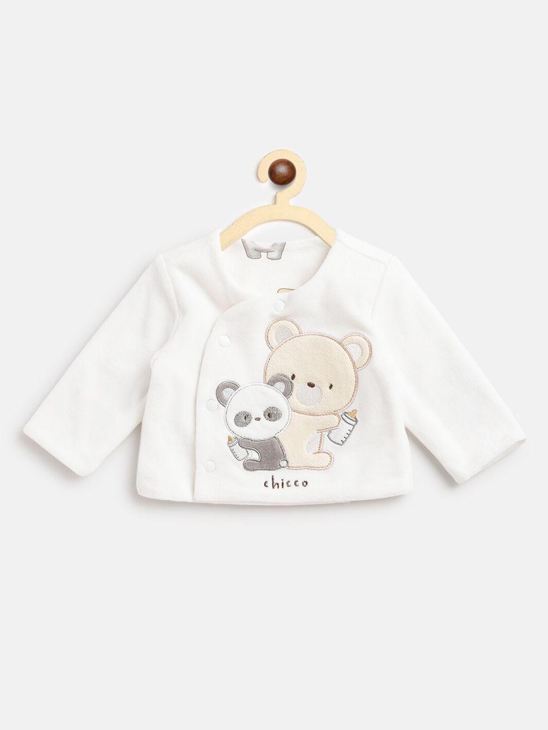chicco infant white & cream-coloured applique crop sweater
