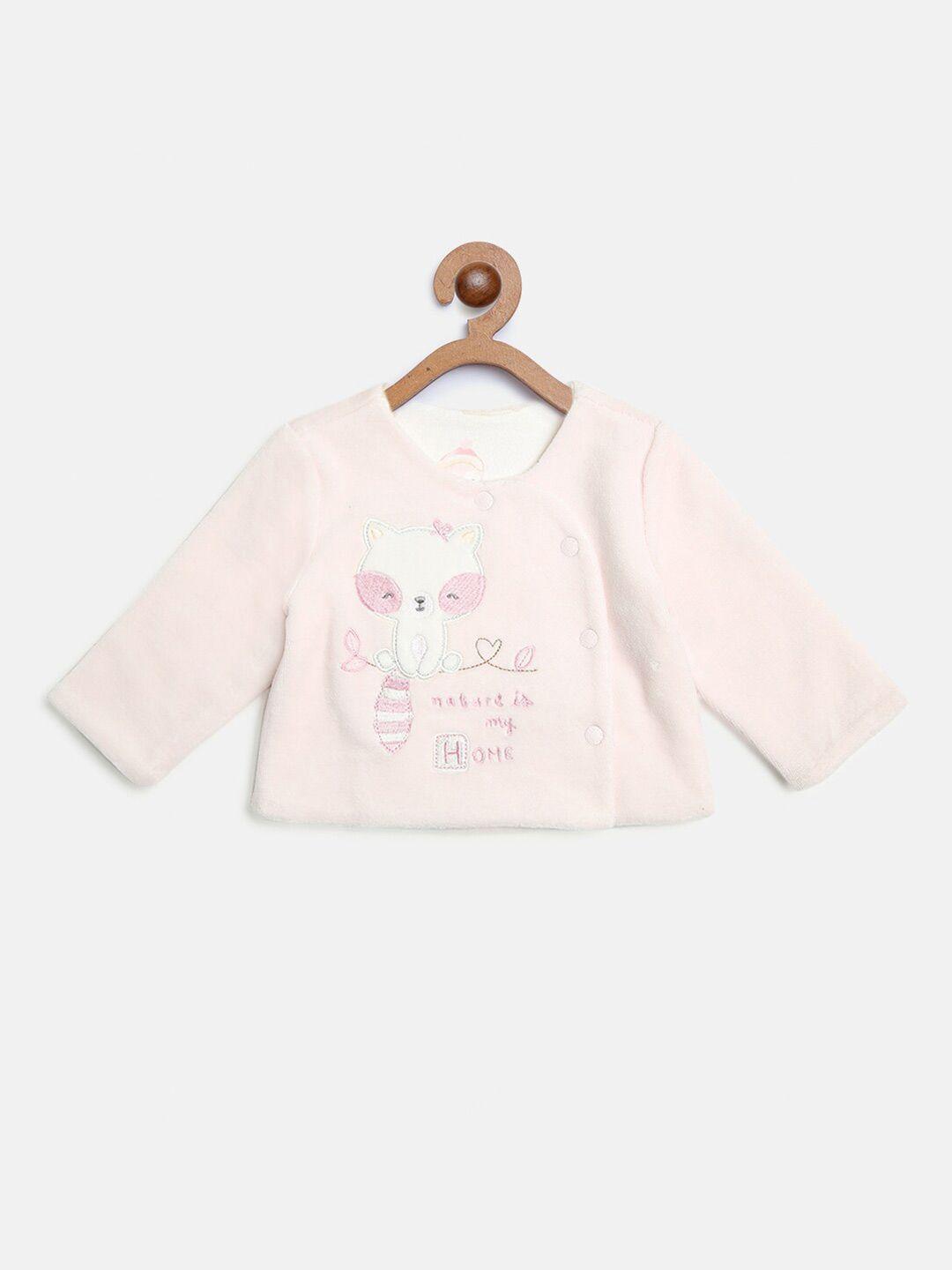 chicco infants better cotton pink & white typography printed sustainable pullover