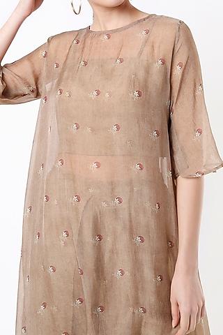 chickoo printed kurta set