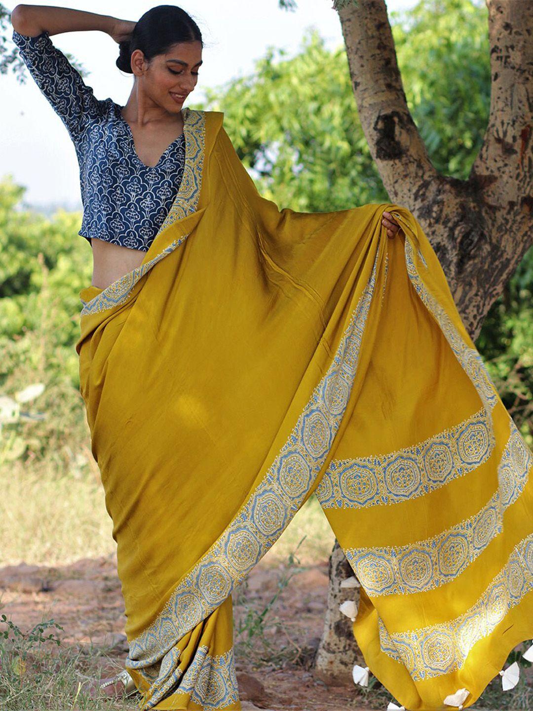 chidiyaa yellow & white pure silk saree